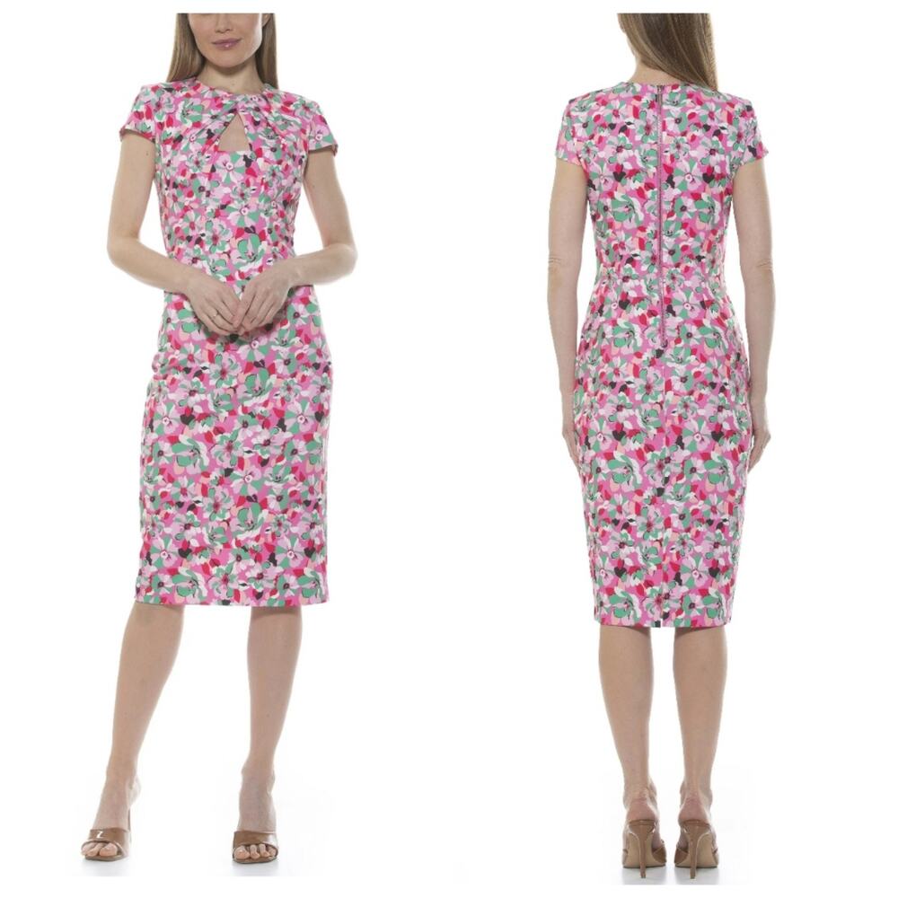 Alexia Admor Floral Multicolor Keyhole Neckline Sheath Dress